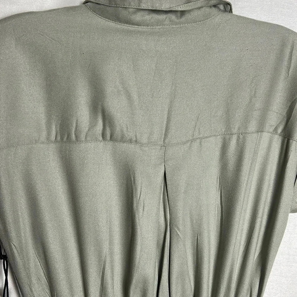 JAPNA green button down midi dress with self tie . Rolled  sleeve safari look - Picture 8 of 12